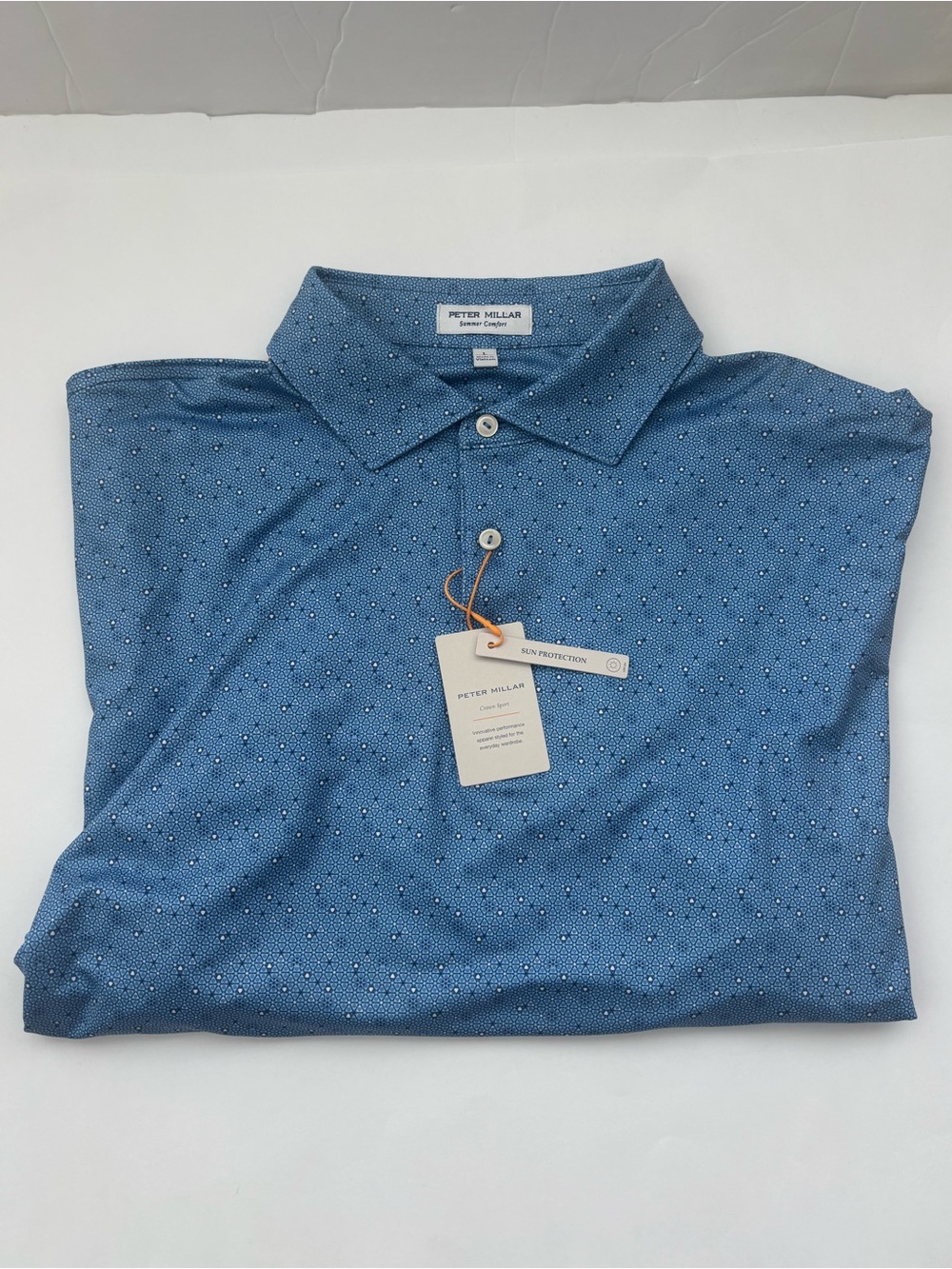 Peter Millar Crown Sport Costanzo Geo Performance Jersey Golf Polo Shirt Size L